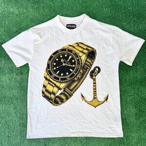 VOILIER T Shirt Watch And Anchor Graphic Shirt Beige Tee